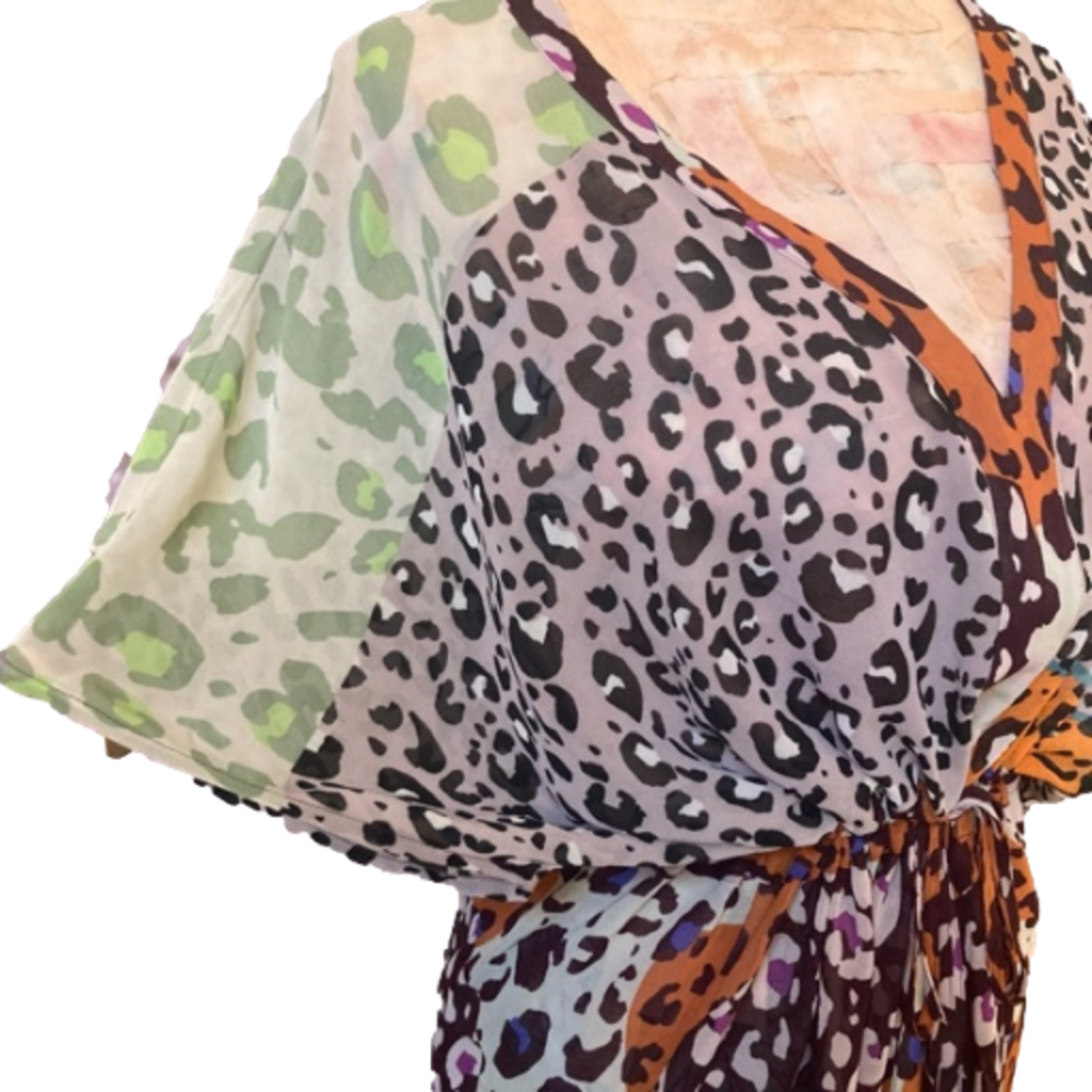 Cabi Multicolor Leopard Kimono Style Midi Dress - Picture 1 of 16